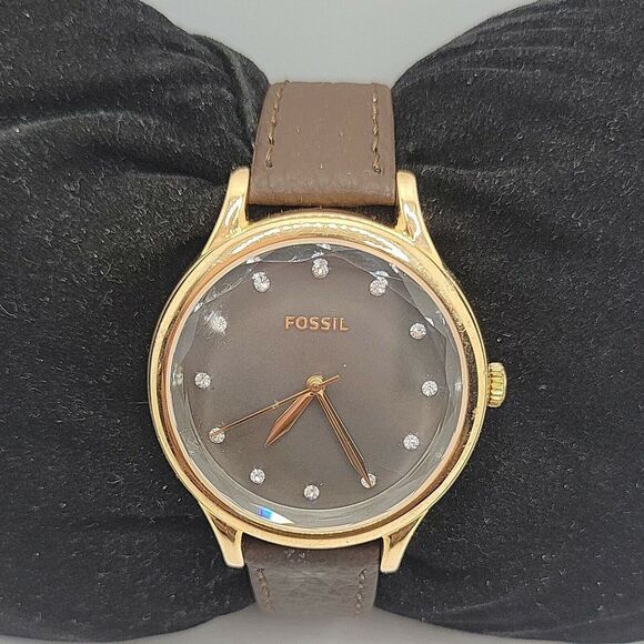 FOSSIL BQ3393 Women's Brown Leather Analog Dial Quartz Genuine Wrist Watch BC50 - Picture 2 of 11